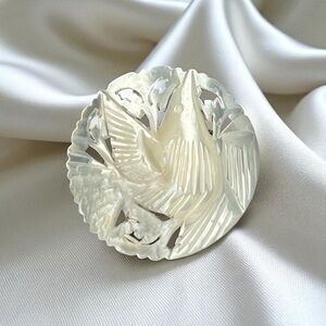 Vintage Mother of Pearl Fish Brooch Carved Shell Pin Vintage Ocean Nautical MOP